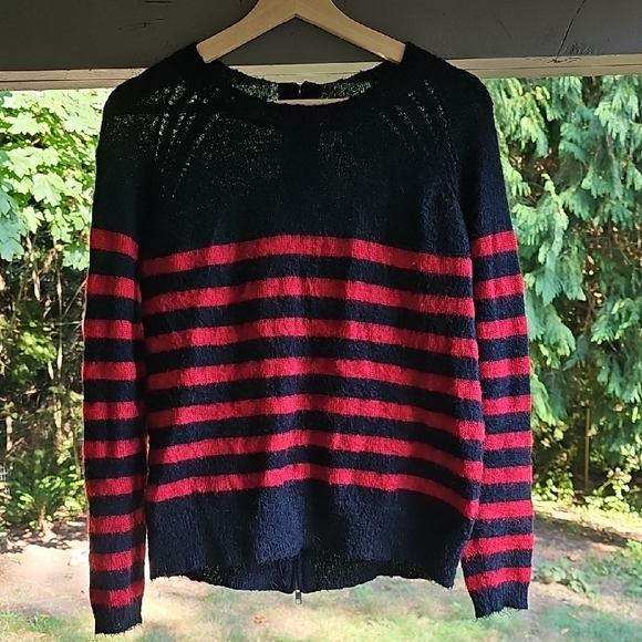 The Kooples Sweaters - The Kooples Black and Red Striped Sweater